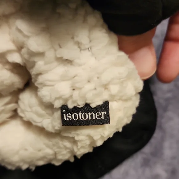 Isotoner Women's Black Mittens with Cream Trim - Picture 3 of 3